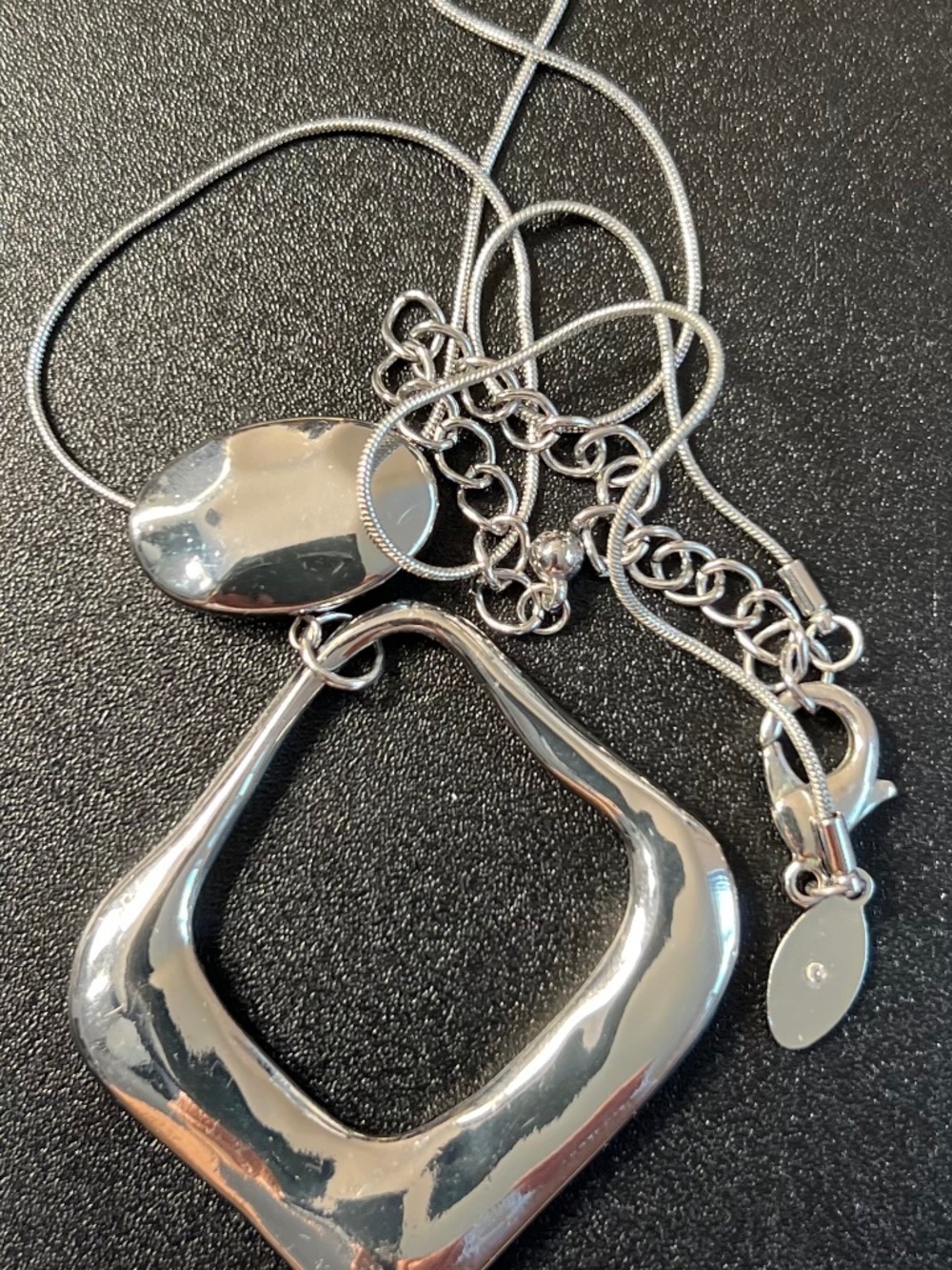 Chico's Contemporary Modern Silver Tone Abstract Shape Pendant